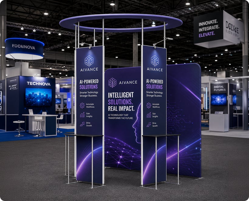 10 ft Island Trade Show Booth with Circular Header