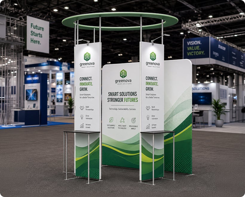 10 ft Island Trade Show Booth with Circular Header