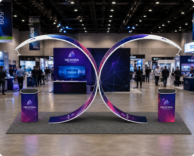 20ft Island Twin Arch Display Booth