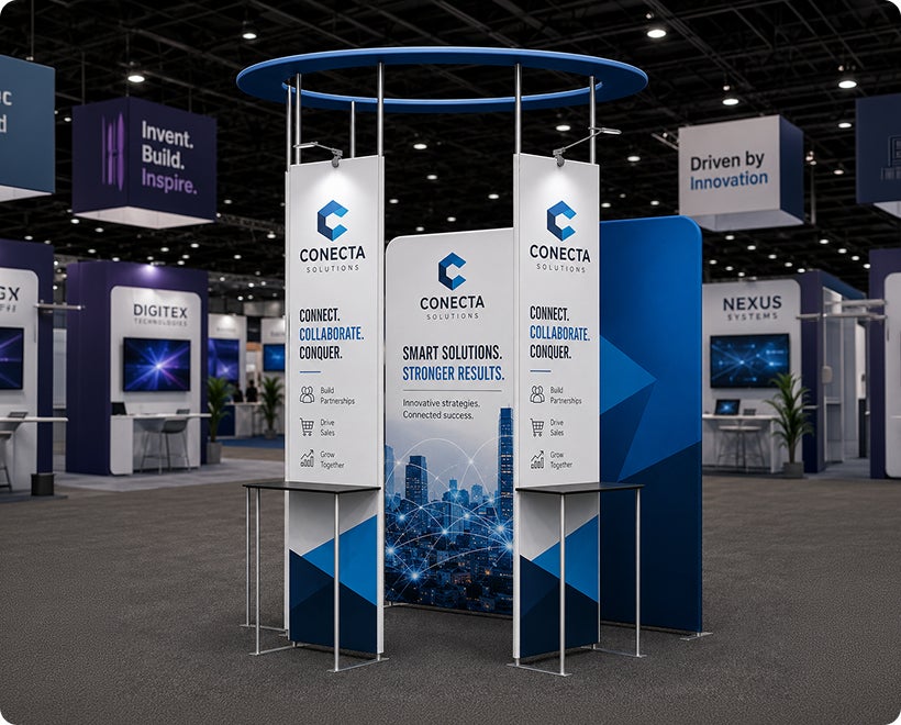 10 ft Island Trade Show Booth with Circular Header