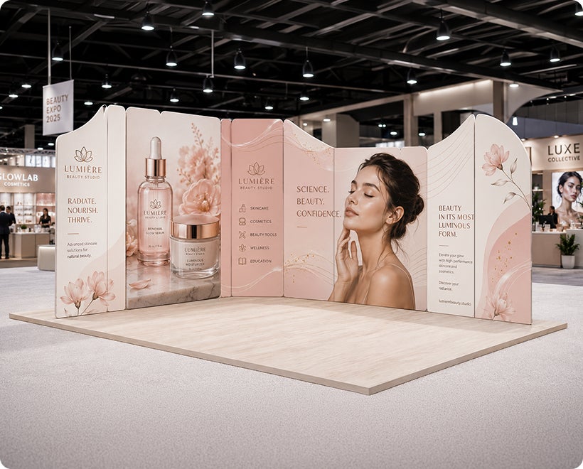 16.4x16.4ft Magnetic Modular Fabric Displays - L Shape Island Restaurant