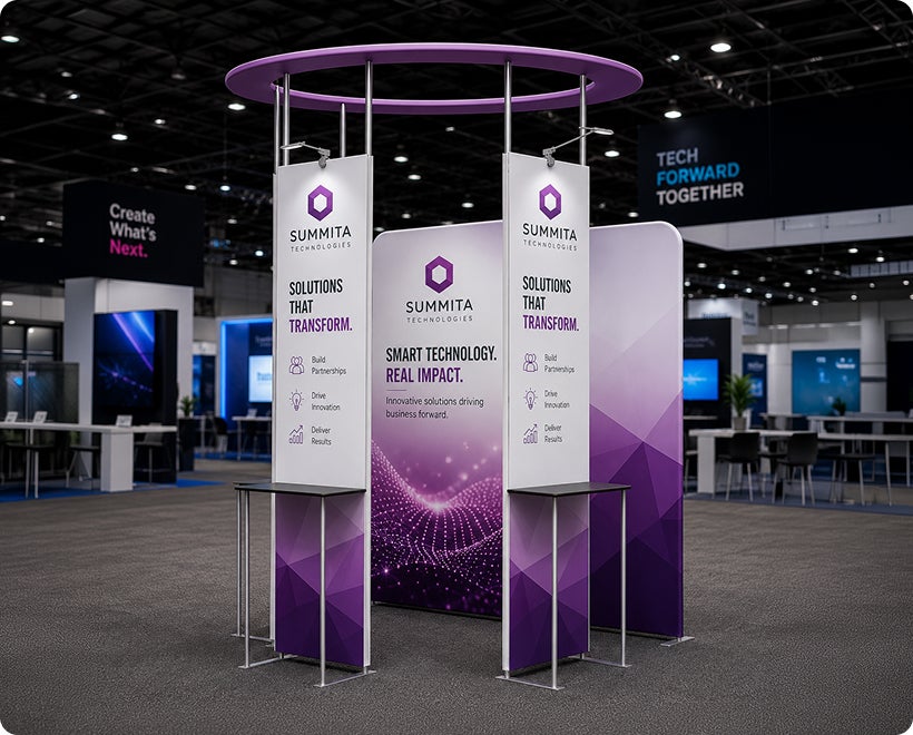 10 ft Island Trade Show Booth with Circular Header