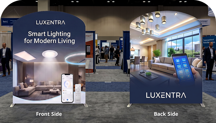 10 Ft Inline Trade Show Booth - Modular Backwall Display with Counter & Branding Panels Double Side Print mobile