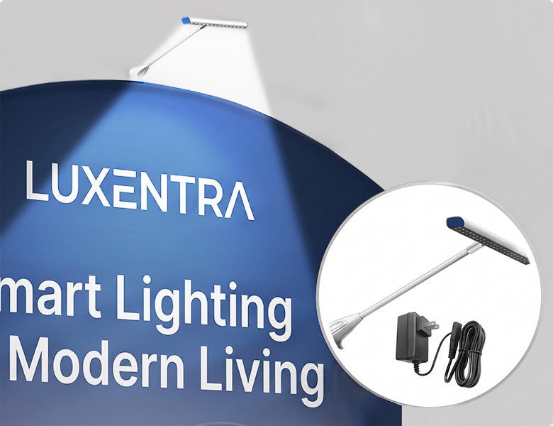 10 Ft Inline Trade Show Booth - Modular Backwall Display with Counter & Branding Panels Energy Efficient Lights
