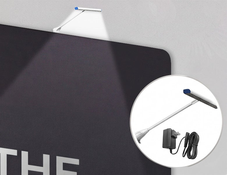 10 ft Inline Trade Show Booth - Portable Backwall Display with Counter & Shelving Energy Efficient Lights