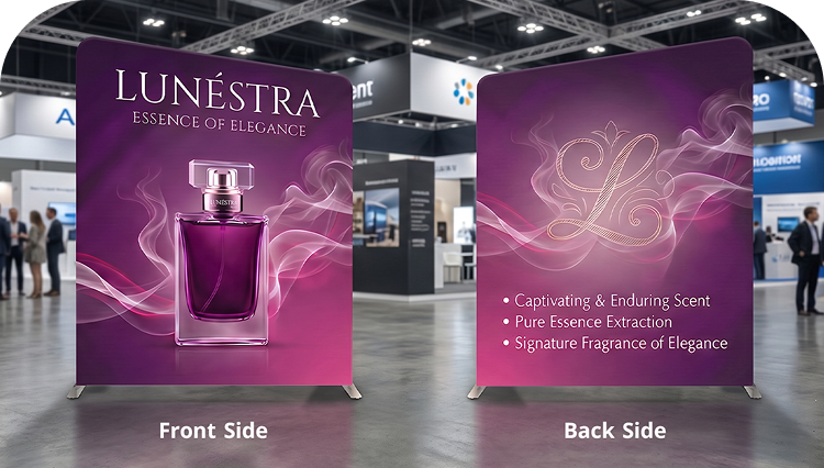 10 Ft Inline Trade Show Booth - Fabric Backwall Display with Counter & Lighting Double Side Print mobile