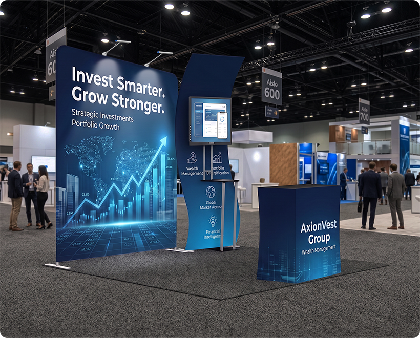 10 Ft Inline Trade Show Booth - Fabric Backwall Display with Counter & Lighting Investment Company