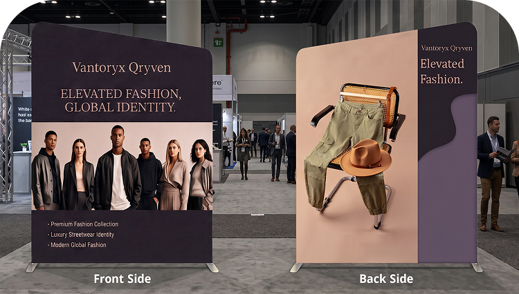 10 Ft Inline Trade Show Booth - Portable Backwall Display with Counter & Monitor Stand Double Side Print mobile