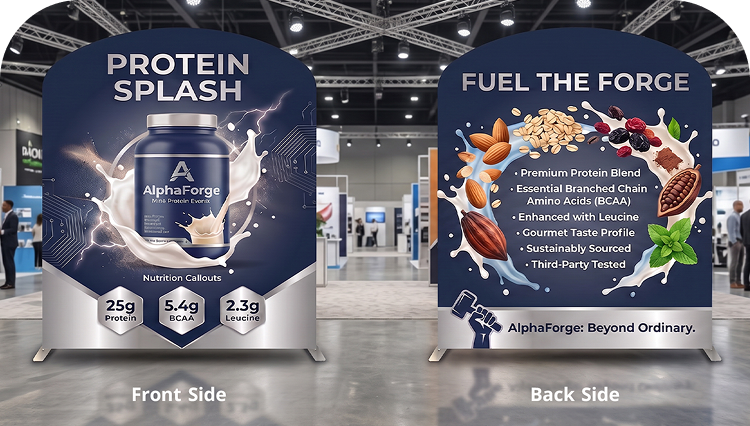 3 m Exhibition Stand - Portable Display Stand with Counter Double Side Print mobile