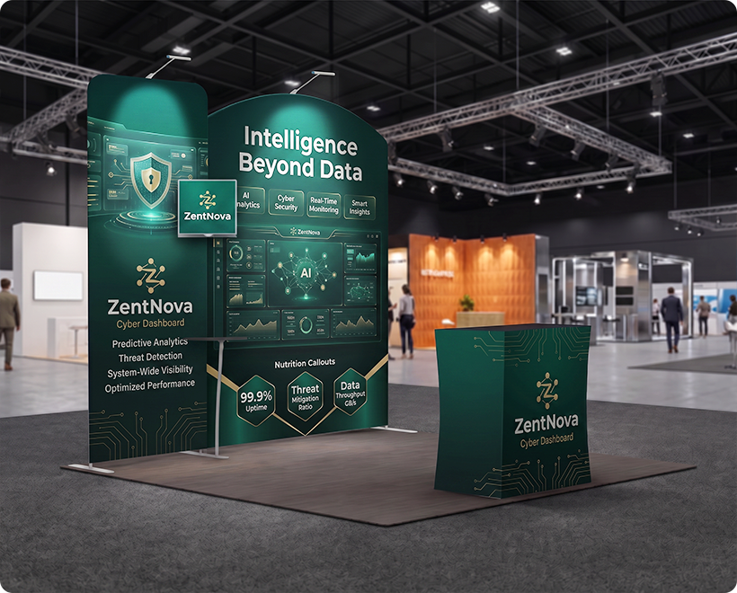3 m Exhibition Stand - Portable Display Stand with Counter Artificial Intelligence