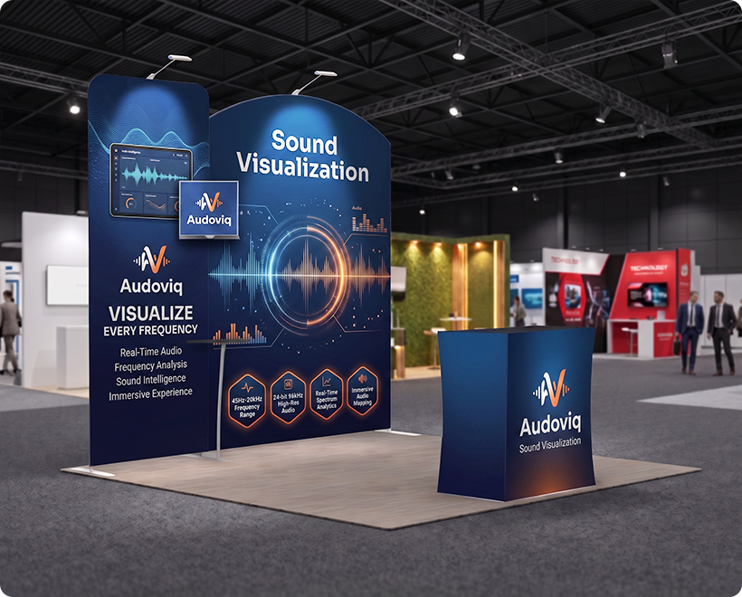 3 m Exhibition Stand - Portable Display Stand with Counter Sound Visualization