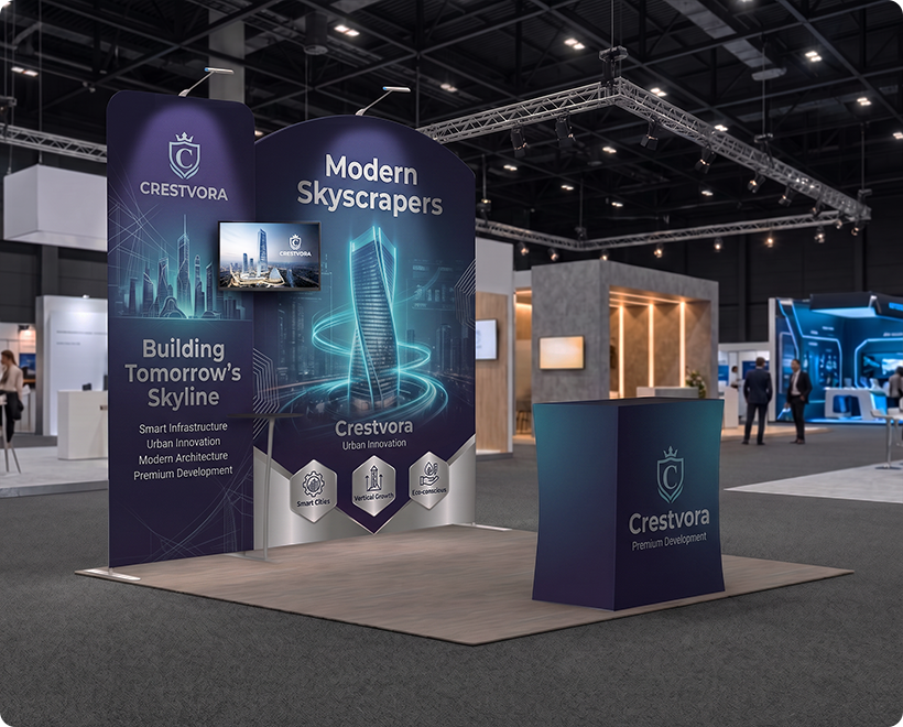 3 m Exhibition Stand - Portable Display Stand with Counter Real Estate Marketing