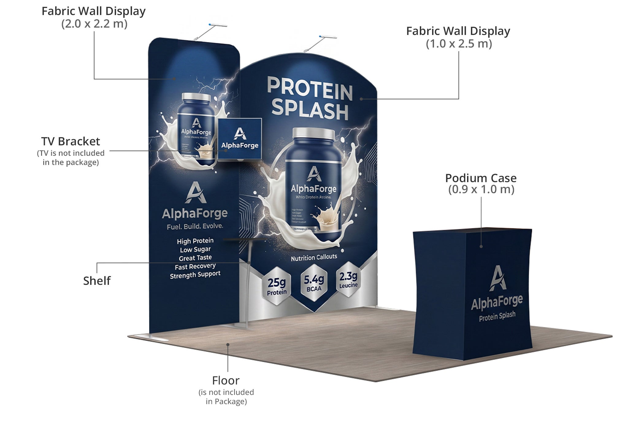 3 m Exhibition Stand - Portable Display Stand with Counter Components & Sizes