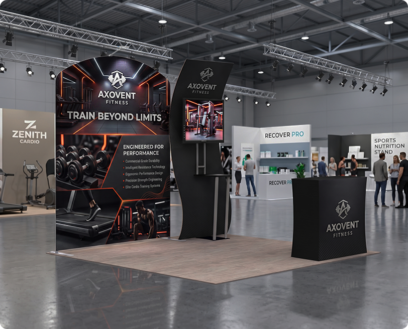 10 ft Inline Trade Show Booth - LED Backlit Display with Counter & Branding Gym Equipment