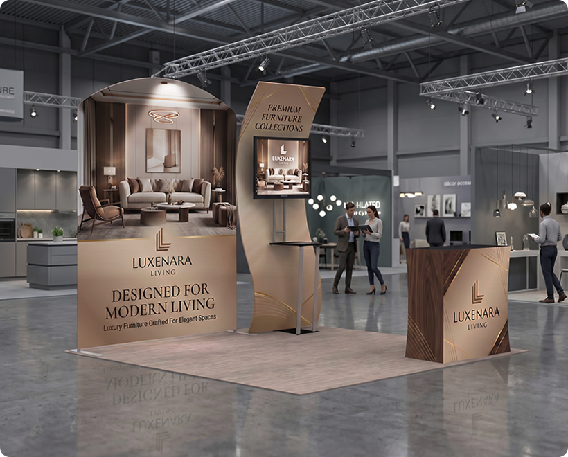 10 ft Inline Trade Show Booth - LED Backlit Display with Counter & Branding Furniture