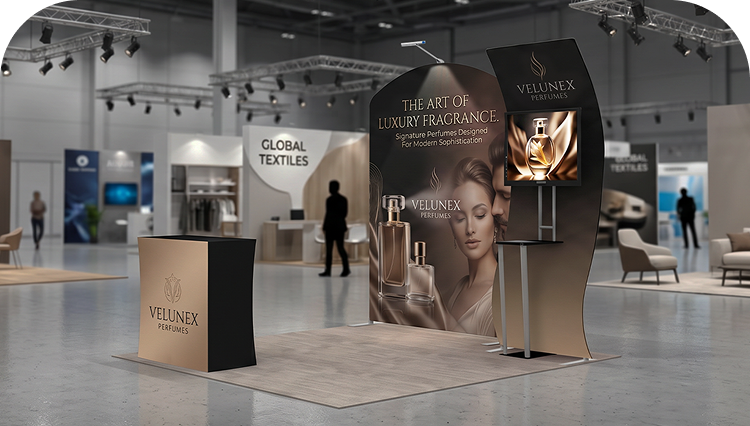 10 ft Inline Trade Show Booth - LED Backlit Display with Counter & Branding banner image mobile