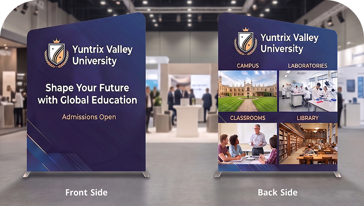 20 Ft Inline Trade Show Booth - Large Backwall Display with Dual Counters & LED Lighting Double Side Print mobile