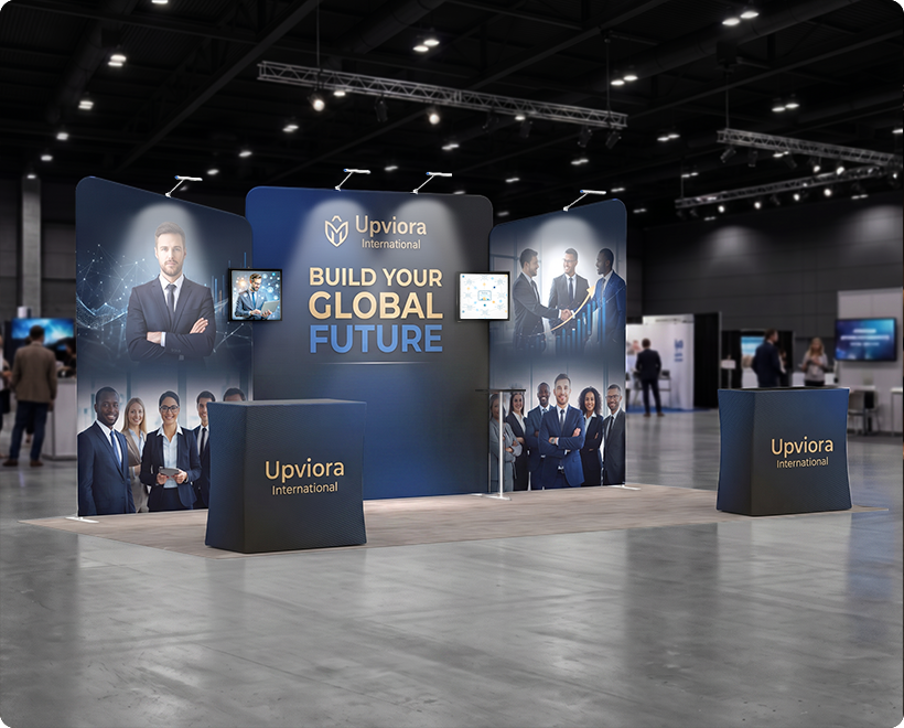 6 m Exhibition Stand - Modular Display Stand with Dual Counters & Storage Network Marketing Company