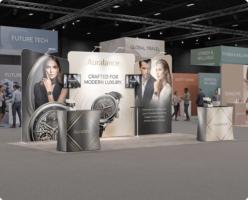 6 m Exhibition Stand - Modular Display Stand with Dual Counters & Storage Perfume Company