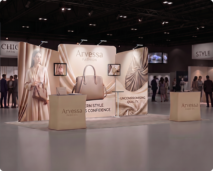 6 m Exhibition Stand - Modular Display Stand with Dual Counters & Storage Fashion Brand
