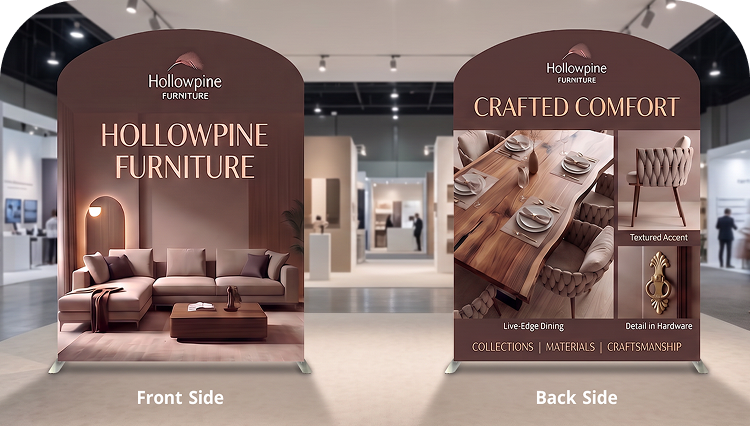 20 ft Inline Trade Show Booth - Large Backwall Display with Counters & Monitor Stand Double Side Print mobile