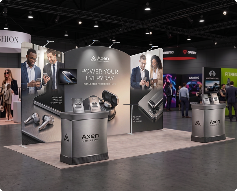 6m Exhibition Stand - Portable Display Stand with Counters & Side Panels Mobile Accessories