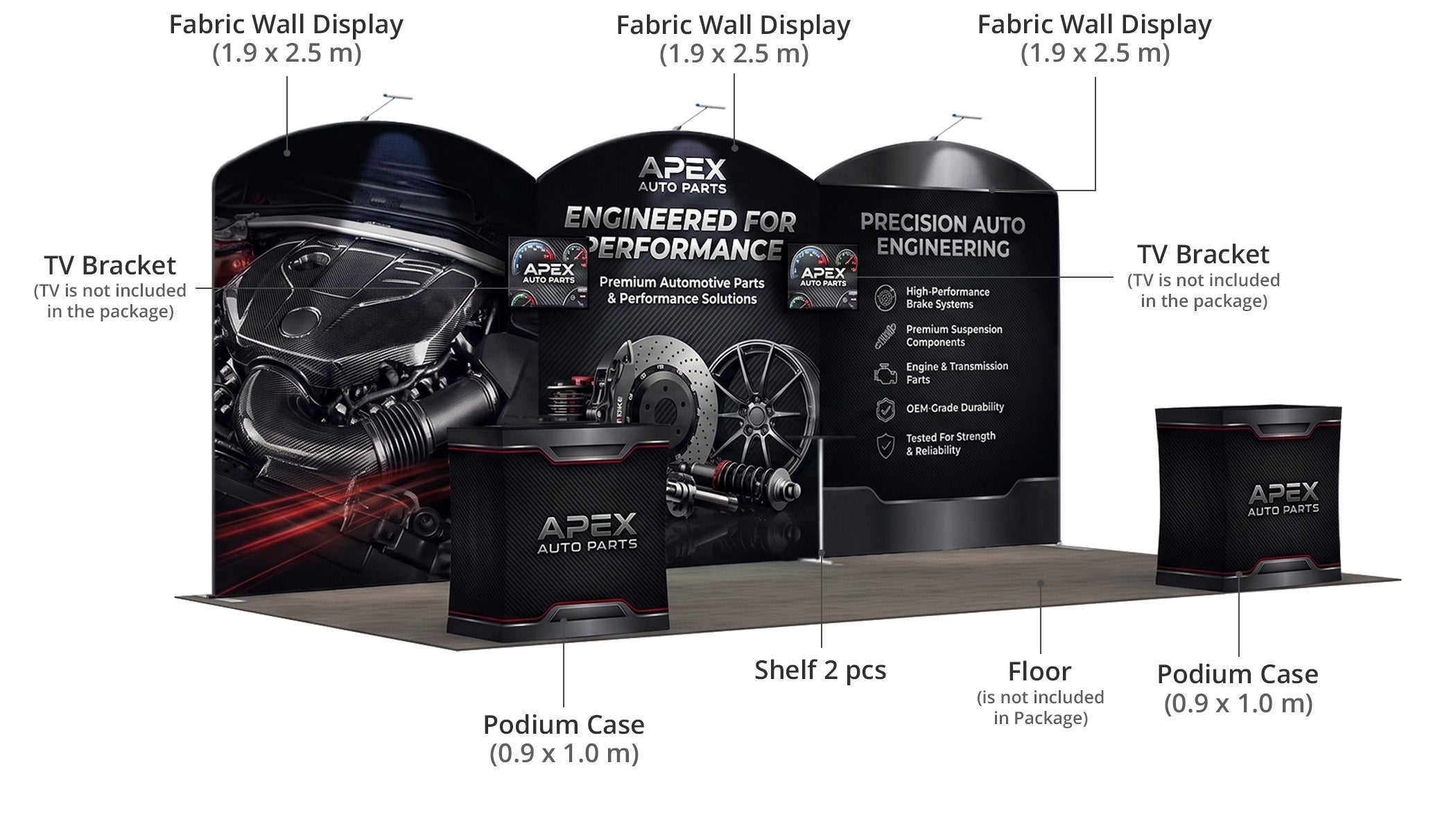 6 m Exhibition Stand - Display Stand with Counters & Branding Components & Sizes