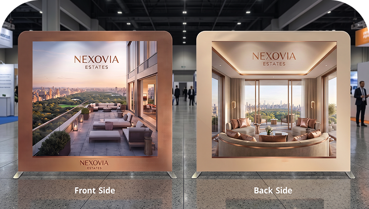 6 m Exhibition Stand - Fabric Display Stand with Counters & Storage Double Side Print mobile
