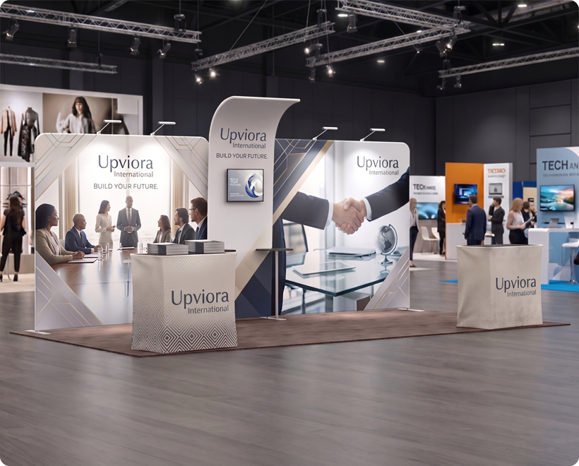 6 m Exhibition Stand - Fabric Display Stand with Counters & Storage Mobile Accessories