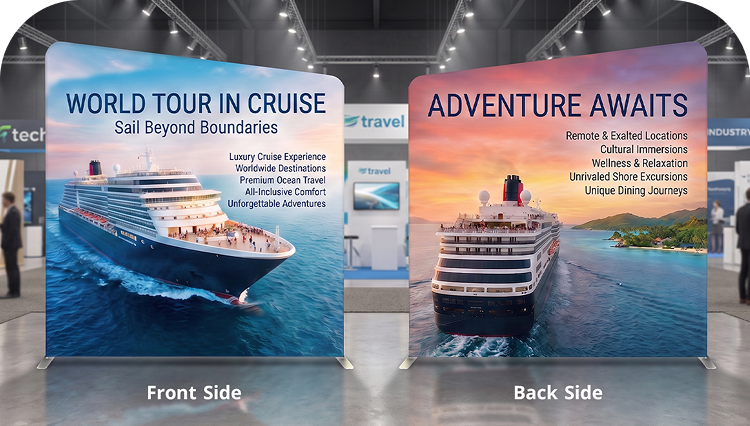 20 ft Inline Trade Show Booth - Modular Backwall Display with Counters & LED Lighting Double Side Print mobile