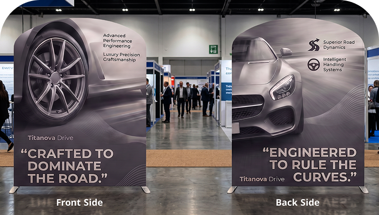 10 ft Inline Trade Show Booth - Modular Display with Backwall, Counter & LED Package Double Side Print mobile