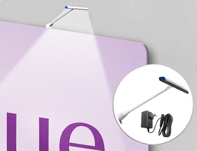 6 m Inline Exhibition Stand - Modular Fabric Display with Podium, Shelves & LED Lights Energy Efficient Lights