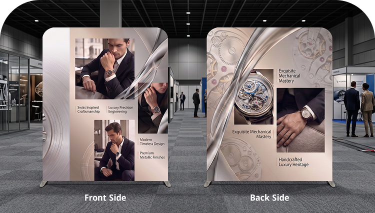 3 m Inline Exhibition Stand - Modular Display with LED Lights, Monitor Mount & Counter Double Side Print mobile