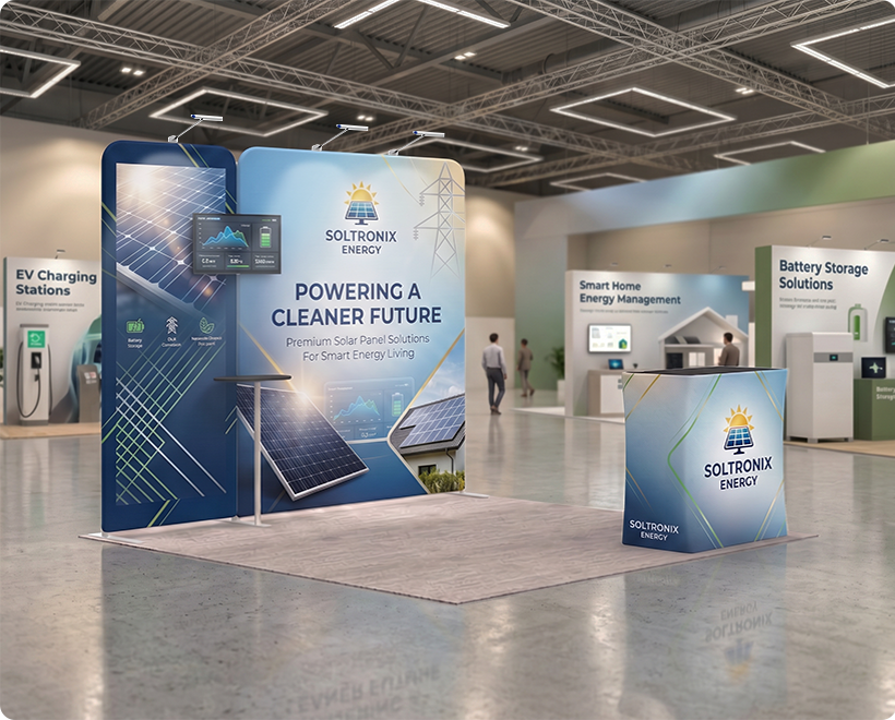3 m Inline Exhibition Stand - Modular Display with LED Lights, Monitor Mount & Counter Dental Clinic