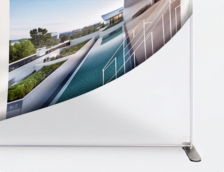 6 m Inline Exhibition Stand - Curved Backwall with Dual Counters Durable Aluminium Frame