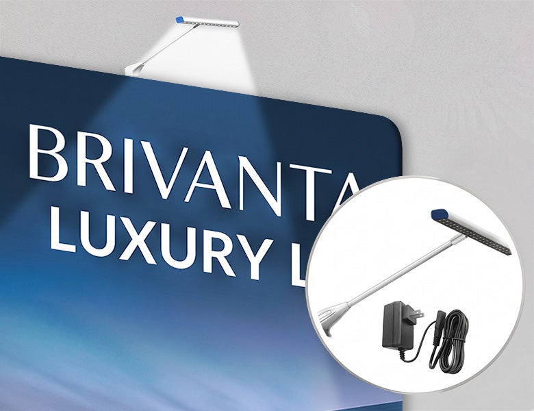 6 m Inline Exhibition Stand - Curved Backwall with Dual Counters Energy Efficient Lights
