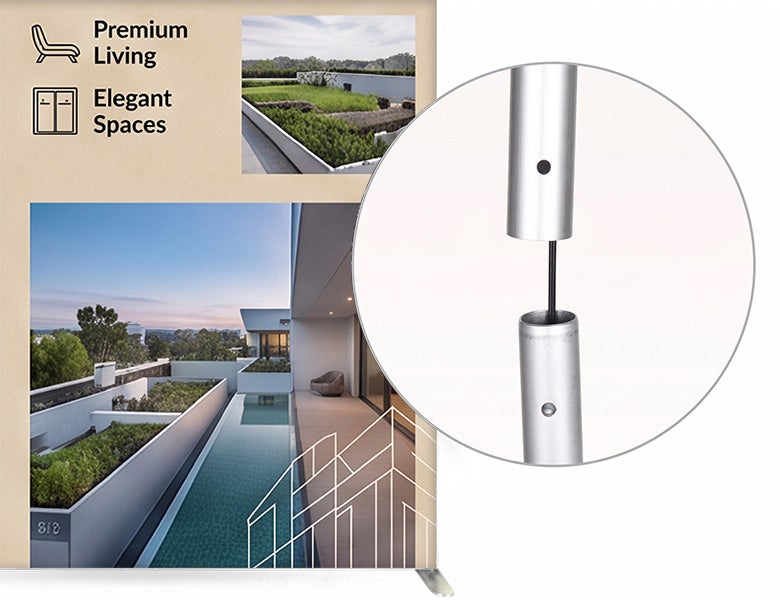 6 m Inline Exhibition Stand - Curved Backwall with Dual Counters Tool Free Assembly