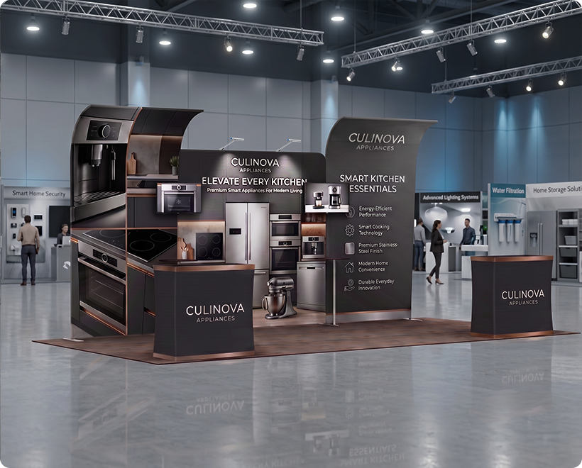 20 ft Inline Trade Show Booth - Modular Setup with Monitor Mounts Kitchen Appliances