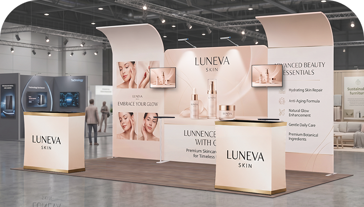 20 ft Inline Trade Show Booth - Modular Setup with Monitor Mounts banner image mobile