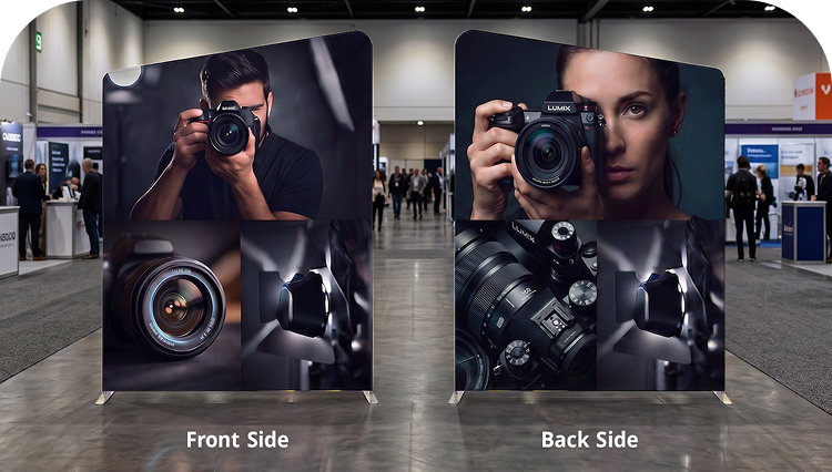 20 ft Inline Trade Show Booth - Tension Fabric Display with Podium Double Side Print mobile