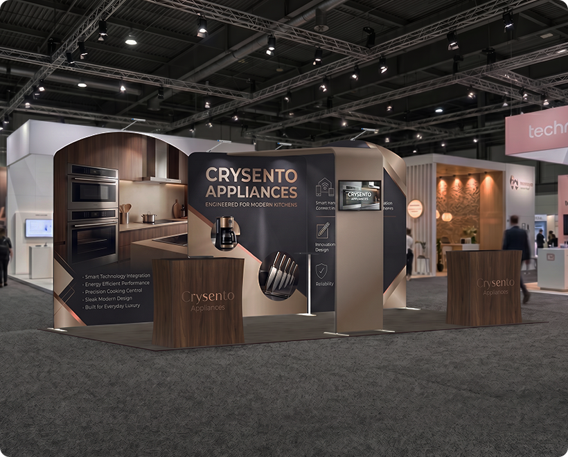 20 Ft Inline Trade Show Booth - Complete Display Package with Dual Podiums & Banner Stand Kitchen Appliances