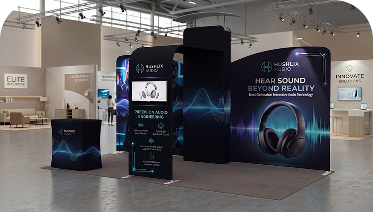 6 m Inline Exhibition Stand - Modular Kit with Media Display banner image mobile
