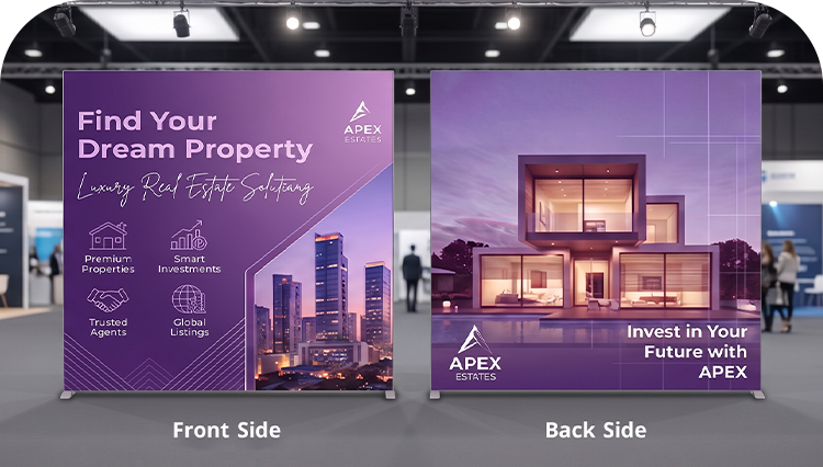10 ft Backlit Trade Show Display - LED Lightbox Display with Counter & Side Panels Double Side Print mobile