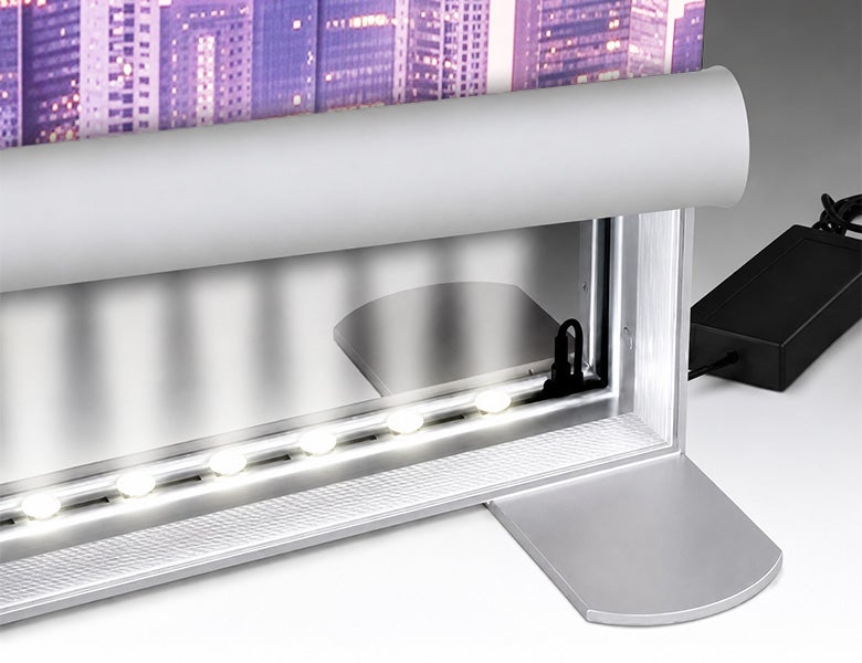 10 ft Backlit Trade Show Display - LED Lightbox Display with Counter & Side Panels Integrated LED Lighting