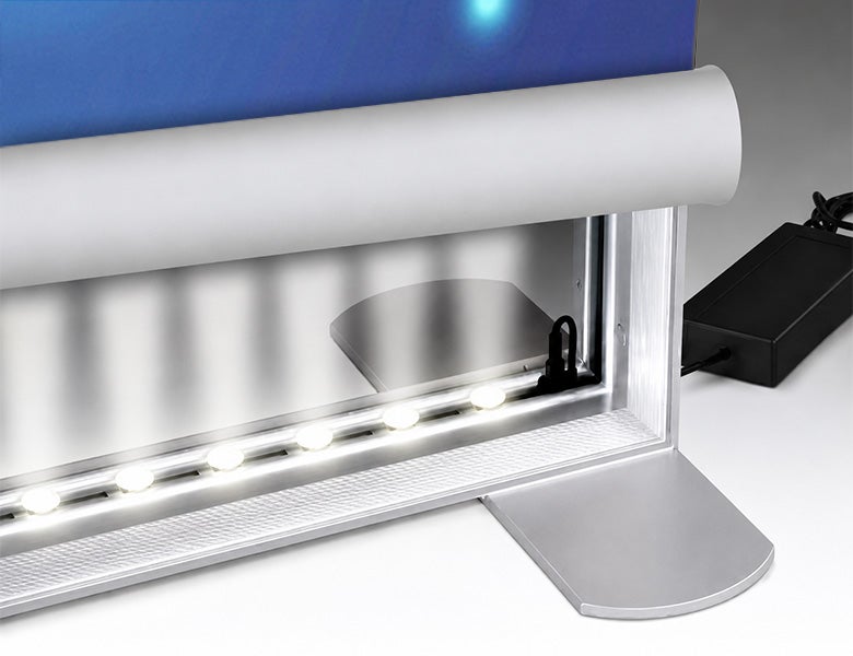 10 ft Backlit Trade Show Display - LED Backwall Display with Counter & Storage Integrated LED Lighting