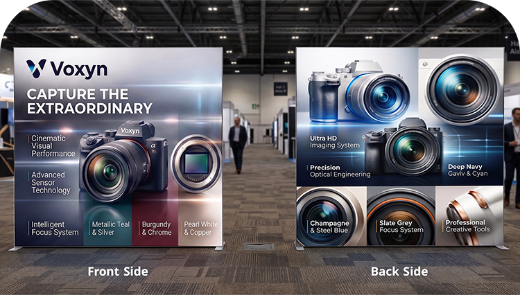 3 m Backlit Exhibition Stand - LED Lightbox Display with Shelf Double Side Print mobile