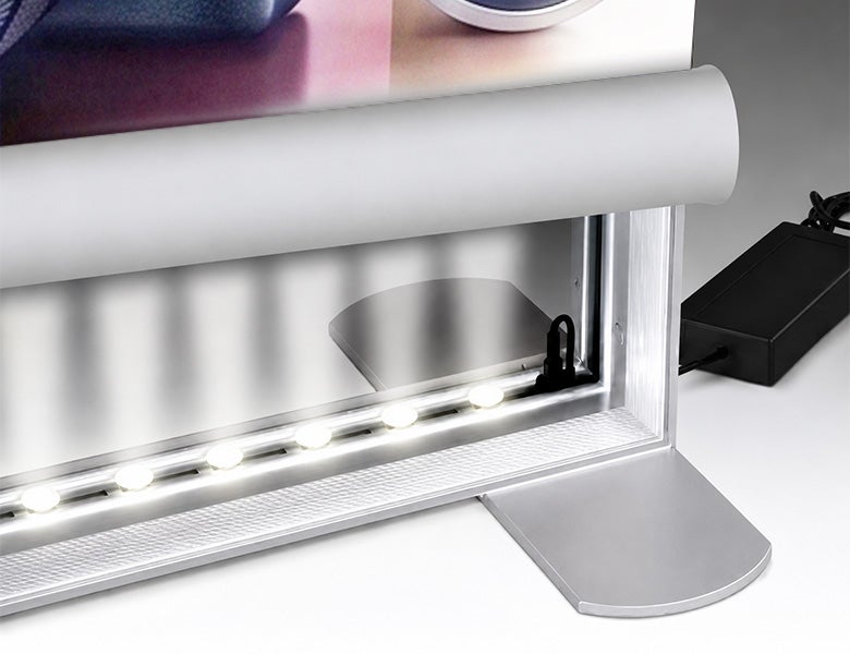 3 m Backlit Exhibition Stand - LED Lightbox Display with Shelf Integrated LED Lighting
