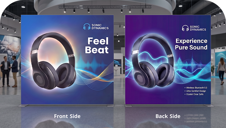 20 ft Backlit Trade Show Display - Large LED Lightbox Backwall with Graphics Double Side Print mobile