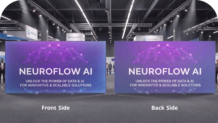 6 m Backlit Exhibition Stand - LED Lightbox Display with Dual Counters & Branding Panels Double Side Print mobile