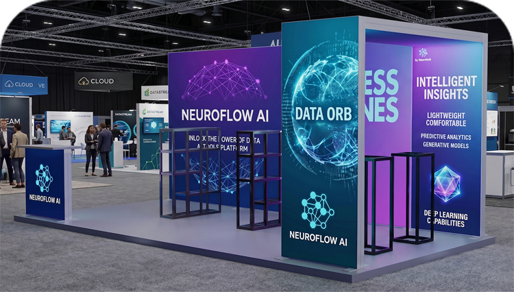 6 m Backlit Exhibition Stand - LED Lightbox Display with Dual Counters & Branding Panels banner image mobile